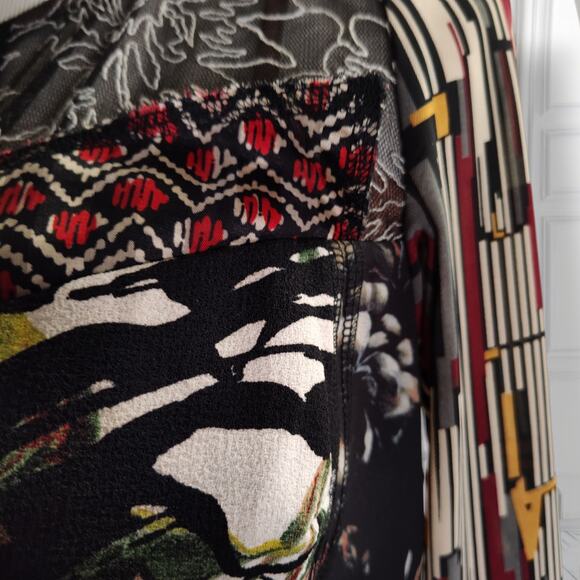 Bryon Lars Beauty Mark Top Size 8 Abstract Mixed Print Media Designer Blouse - Picture 12 of 16